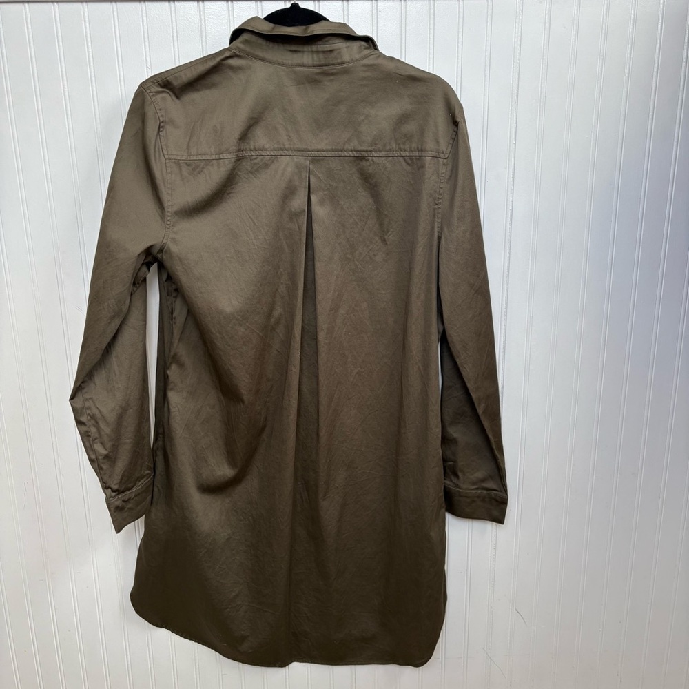 Untuckit For Her Olive Green Glynis Shirt Dress Long Sleeve Women’s Size Large - Picture 3 of 6